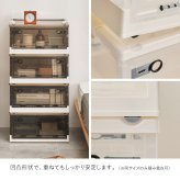 ベッド 寝具 【4個セット】収納ボックス 折りたたみ 収納ケース 収納BOX 収納コンテナ 積み重ね スタッキング 押し入れ収納 下収納 コンパクト フタ付き キャスター付き 3面開き セット クリア スモーク M（30L）