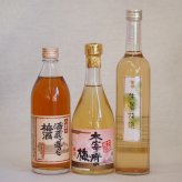 果物梅酒3本セット(生姜梅酒(大分) 大宰府の梅酒(福岡) 八鹿の酒蔵で造った梅酒(大分)) 500ml×3本