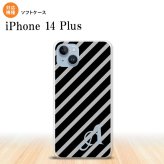 iPhone14 plsu iPhone14 plsu スマホケース 背面ケースソフトケース ストライプ 黒 グレー +アルファベット 2022年 10月発売 nk-i14pl-tp712i