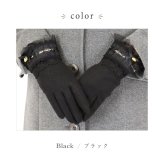 手袋 レディース かわいい おしゃれ 暖かい 冬 防寒 あったか スマホ対応 サテン 光沢 リボン ハート チャーム レース プレゼント【LALUICE ラルイス】