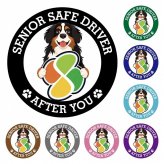 カーサイン 高齢者マーク SENIOR SAFE DRIVER バーニーズマウンテンドッグ ステッカー シール 直径13cm 肉球 日本製 車