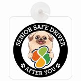 カーサイン 高齢者マーク SENIOR SAFE DRIVER ペキニーズ 車内用 吸盤タイプ 収れん火災防止タイプ 肉球 日本製 車 ステッカー