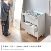 ショーケース付きチェスト 幅60cm×奥行40cm×高さ90cm パーティクルボード 天然木 ガラス メラミン 組立品 洋服や小物をすっきり整理可能 ホワイト グレー ストーン ブラウン