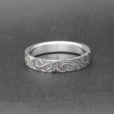 ハワイアンジュエリー リング 指輪 黒 ハイビスカス スクロール シルバー925【刻印無料】 花 波 波模様 シルバーアクセサリー メンズ レディース ユニセックス ペアリング 誕生日 プレゼント ハンドメイド 手作り 彫金 箱入り Grand Galleria グランドガレリア