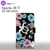 Xperia10V Xperia10V 手帳型スマホケース カバー ホヌ ハイビスカス 黒 2023年 7月発売 nk-004s-xp105-dr1106