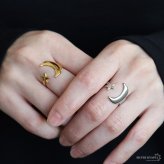 ステンレス 三日月と星のリング 2カラー 18KGP ゴールド gold シルバー 大ぶり オープンリング フリーサイズ レディース 女性 指輪 金属アレルギー対応