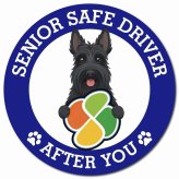 カーサイン 高齢者マーク SENIOR SAFE DRIVER スコティッシュテリア マグネット 強力 直径13cm 肉球 日本製 車 ステッカー