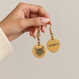 ペットの顔写真 名前刻印 ラウンドタイプのピアス イヤリング