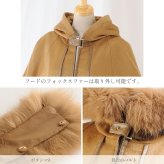 ケープ カシミヤ 100% ポンチョ フード付き 暖かい レディース アウター マント ケープポンチョ ケープコート フォックスファー ボレロ 春 秋 冬 ブラック キャメル ギフト プレゼント 6F (02000047r)