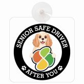 カーサイン 高齢者マーク SENIOR SAFE DRIVER アメリカンコッカースパニエル 車内用 吸盤タイプ 収れん火災防止タイプ 肉球 日本製 車 ステッカー