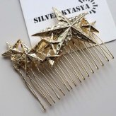 スターヘアコーム 星 ヘアピン 髪留め ゴールド 飾り 大きめ ヘアアクセサリー ヘアアレンジ 槌目 キラキラ かわいい 女子 レディース 女性