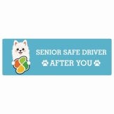 カーサイン 高齢者マーク SENIOR SAFE DRIVER スピッツ ステッカー シール 長方形 15x5cm 肉球 日本製 車