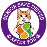 カーサイン 高齢者マーク SENIOR SAFE DRIVER 茶白 マグネット 強力 直径13cm 肉球 日本製 車 ステッカー
