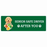 カーサイン 高齢者マーク SENIOR SAFE DRIVER ラブラドゥードル ステッカー シール 長方形 20x6.7cm 肉球 日本製 車