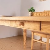ダイニングテーブル FARMER 無垢材 パイン材 天然木 W150×D85×H72cm(引出の内寸:W36×D27.5×H 食卓テーブル 木製 食卓机 リビング ダイニング ライトブラウン おしゃれ 新生活