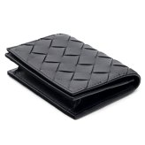 ボッテガヴェネタ BOTTEGA VENETA カードケース 名刺入れ メンズ レディース イントレチャート 本革 レザー ブラック 黒 スナップボタン ビジネスカードケース 667141 V3UH2 8425