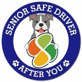 カーサイン 高齢者マーク SENIOR SAFE DRIVER アメリカンスタッフォードシャーテリア マグネット 強力 直径13cm 肉球 日本製 車 ステッカー