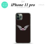 iPhone11Pro iPhone11 Pro スマホケース ハードケース 黒翼 ハート 黒 ピンク メンズ レディース nk-i11p-467