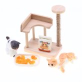 ミニチュア 猫 キャットタワー 置物 ドールハウス 家具 ねこ フィギュア 小物 フード付き ミニ模型 ジオラマ 撮影小道具 BJD ドール用 DIY デコレーション インテリア