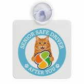 カーサイン 高齢者マーク SENIOR SAFE DRIVER アメリカンボブテイル 車内用 吸盤タイプ 収れん火災防止タイプ 肉球 日本製 車 ステッカー