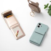多機種対応 スマホケース まるっと 【 ミラー付き縦開きマグネットカードケース 】名入れ 文字入れ 鏡付き iPhone スマホケース スマホショルダー カードケース くすみカラー