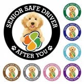 カーサイン 高齢者マーク SENIOR SAFE DRIVER オーストラリアンラブラドゥードル ステッカー シール 直径13cm 肉球 日本製 車