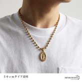 ステンレス マリアネックレス ボールチェーンネックレス ペンダントネックレス ゴールド 18KGP 不思議のメダイ 聖母 重厚感 HIPHOP B系 メンズ 男性 金属アレルギー対応