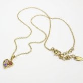 天然石ジルコンカラーストーン ゴールド ネックレスペンダントハートモチーフ STAINLESS GOLD 小豆チェーン45cm 重ね着けOK【送料無料】【レディース,激安,特価,通販】