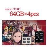 サンマックス・テクノロジー Micro SDXC 64GB×４pcs SDアダプター×４セット 台湾製 MicroSDXC64GBカード4枚MicroSDカード4枚入 ケース1個・SDアダプタ4枚 #36927 JAN:4571453190632