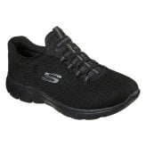 スケッチャーズ レディース スニーカー サミッツ クール クラシック SKECHERS 149206W スリッポン ワイド幅 軽量 ブラック 黒 ウォーキング 歩きやすい　