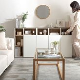 キャビネット フレンチアンティーク アンティーク調 チェスト キッチンボード 引き出し リビング収納 本棚 ディスプレイ収納 タンス おしゃれ 木製 韓国 フレンチ ホワイト 白家具 バイカラー: 部屋をスッキリカッコよく! 扉付き 収納棚 新生活
