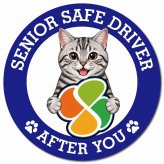 カーサイン 高齢者マーク SENIOR SAFE DRIVER アメリカンショートヘア マグネット 強力 直径13cm 肉球 日本製 車 ステッカー