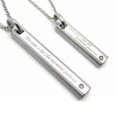 【レーザー刻印対応】【15文字まで刻印◎】ペアネックレス ステンレス アクセサリー ダイヤモンド スティック シンプル ペンダント メンズ レディース