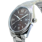 箱なし カシオ 腕時計 メンズ ブラウン シルバー CASIO 海外モデル アナログ 50m防水 カレンダー 日付 ステンレス ビジネス 仕事 シンプル プレゼント ギフト 成人 卒業 入学