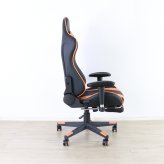 ゲーミングチェア 高さ調節 フットレスト付き グレー・ホワイト・オレンジ W70xD65xH123-133cm座面高44-54cm デスクチェア オフィスチェア パソコンチェア フットレスト グレイ ホワイト オレンジ おしゃれ 新生活