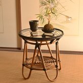 サイドテーブル コーヒーテーブル ガラス ラタンテーブル 籐製 おしゃれ 軽い コンパクト 和風 和モダン アジアン ナチュラル 和室 ホテル 旅館 客室 誕生日 プレゼント ガラステーブル 籐家具 縁側 座敷 ミニテーブル ナイトテーブル 新築祝い 引越し祝い