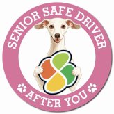 カーサイン 高齢者マーク SENIOR SAFE DRIVER イタリアングレーハウンド マグネット 強力 直径13cm 肉球 日本製 車 ステッカー