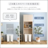 食器棚 ゴミ箱収納付き さわやかな木製ごみ箱上ラック スリムタイプ FLLW-T2S--WHW ホワイトウォッシュ 幅59cmタイプ ホームテイスト レンジ台 レンジラック 幅59cm スリム コンセン ゴミ箱上ラック ゴミ箱上収納：