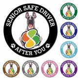 カーサイン 高齢者マーク SENIOR SAFE DRIVER グレートデン マグネット 強力 直径13cm 肉球 日本製 車 ステッカー