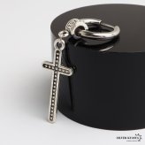ステンレス クロスピアス 十字架 ミル打ち ドロップピアス フープピアス シルバー 揺れる 存在感 幾何学 模様 大きめ プチプラ 片耳1点 つけっぱなしok メンズ 男性 金属アレルギー対応 イヤリング