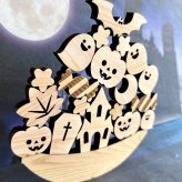 【国産ひのき】ハロウィン 積む積む おもちゃ ギフト プレゼント 幼稚園 小学生 男の子 女の子 バランス ゲーム 積み木 ツムツム インテリア