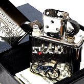 ZIPPO ニューヨーク 自転車 ジッポ ライター かわいい ブルー 重厚立体メタル 両面加工 シルバー おしゃれ 女性 NEW YORK アメリカ FOOD LOVER CLUB おしゃれ 銀 彫刻 レディース ギフト メンズ プレゼント