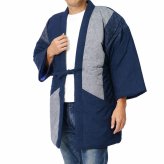 綿入り はんてん 日本製 半天 どてら メンズ 紬切り替え 7270 MI-04 冬 丹前 はんてん 還暦 ちゃんちゃんこ ハンテン 部屋着 ルームウエア