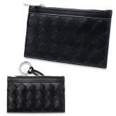 ボッテガヴェネタ BOTTEGA VENETA コインケース 小銭入れ キーケース キーリング付き イントレチャート メンズ レディース ブラック 黒 ラムレザー 本革 ファスナー 608784 V48C3 8803 ミニ財布