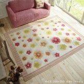 ラグ ラグカーペット 正方形 イタリア製ジャガード織りラグマット-フィオーレ200x200cm フロアマット リビング ホットカーペット対応 丸洗いOK 花柄 カラフル かわいい おしゃれ イタリア ウォッシャブル 滑りにくい コンパクト収納可能