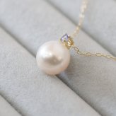 ［pearl608］8mm - 8.5mm ホワイトピンク ペンダント ネックレス 12月 誕生石 タンザナイト あこや真珠
