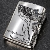 ZIPPO ハーレー ダビッドソン ジッポライター シルバー燻し 大型3面メタル 彫刻 かっこいい 日本限定モデル おしゃれ ウィング メンズ ギフト プレゼント