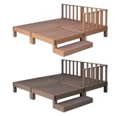 フェンス 人工木ウッドデッキ ecofeel エコフィール 4台 ステップ・フェンスセット PWDE-4P-SFSET 樹脂製 縁台 縁側 DIY キット テラス ウッドパネル 腐らない 屋外 新築 外構 ベランダ 本格的 おしゃれ 簡単組立 ガーデン