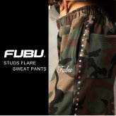 FUBU フブ フレアパンツ メンズ レディース fam-62507 スタッズ フレア スウェットパンツ ブーツカット イージーパンツ 迷彩 カモフラ 刺繍 スケート ストリート ヒップホップ ダンス カジュアル ボトムス M L XL XXL 2026FW Karlas