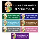 カーサイン 高齢者マーク SENIOR SAFE DRIVER コッカプー ステッカー シール 長方形 20x6.7cm 肉球 日本製 車